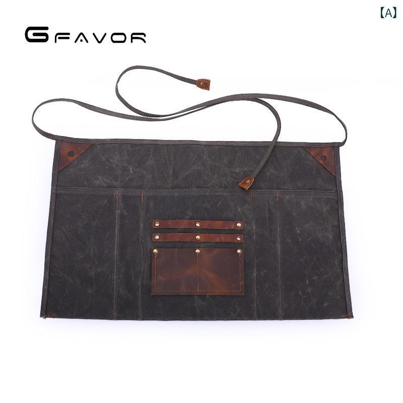 ガーデニング エプロン レトロ 帆布 半腰 防水 職人用 高級感 ユニセックス 作業 ...