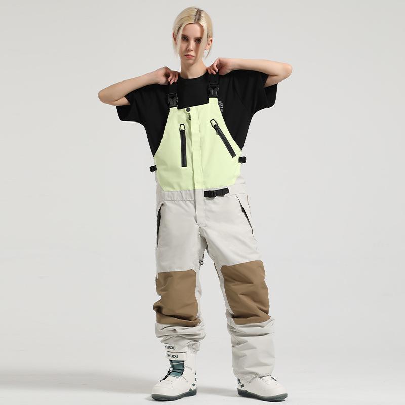 連体スノーパンツ 男女兼用 秋冬 防風防水通気保温 アウトドア スノーボード用 スキー用 作業着風 背带式