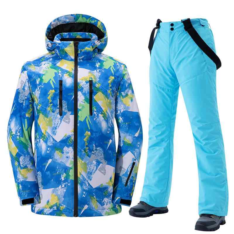 秋冬 男女兼用 スキーウェア 防風防水 加厚保暖 セット 上下 背带パンツ 単板 双板 滑雪装備 対応