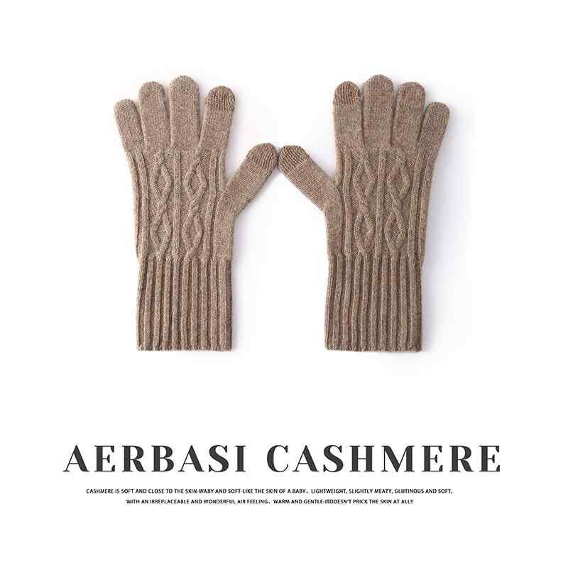 手袋 レディース 秋冬 カシミヤ ニット 厚手 ケーブル編み 五本指 ロング 防寒 暖か 保温 高級感 冬用 グローブ 女性 通勤 通学 日常 散歩 アウトドア
