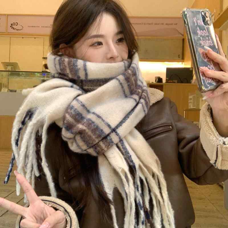 ・素材: ポリエステル・色: キャラメル,グレー,ベージュ,カーキ,ライトパープル・サイズ: 200×65cm・スタイル: ロング・機能: 保温・編み方: 経編・流行要素: ジオメトリック