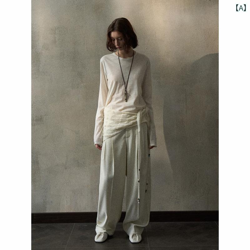 ニットトップス レディース 春夏 ウール100 巻き縁 ラウンドネック プルオーバー シンプル 日常使い 通勤 軽量 吸湿速乾 再生繊維 ブラック ピンク系