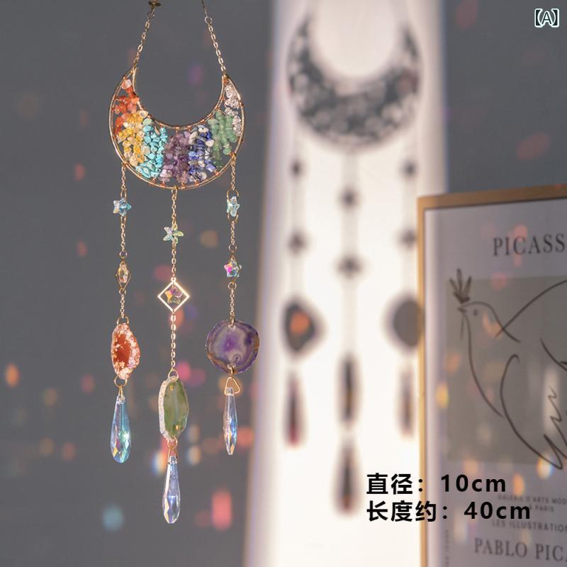 インテリア雑貨 水晶 太陽キャッチャー 虹色 天然石 風鈴 ドリームキャッチャー 部...
