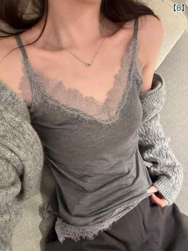 レディース キャミソール 調整可能肩紐 手作りレース インナー タンクトップ 精密縫製 細密ステッチ 部屋着 下着 インナーウェア 軽量 快適 吸湿速乾 コットン混 綿素材 通勤 通学 日常使い 春夏 秋冬 通年