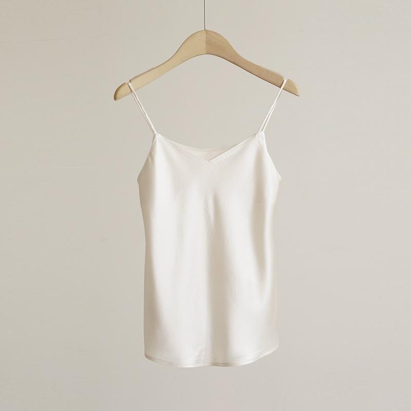 キャミソール レディース 高級感 スリム 上品 エレガント 光沢 サテン シルク調 アセテート 素材 金メ..