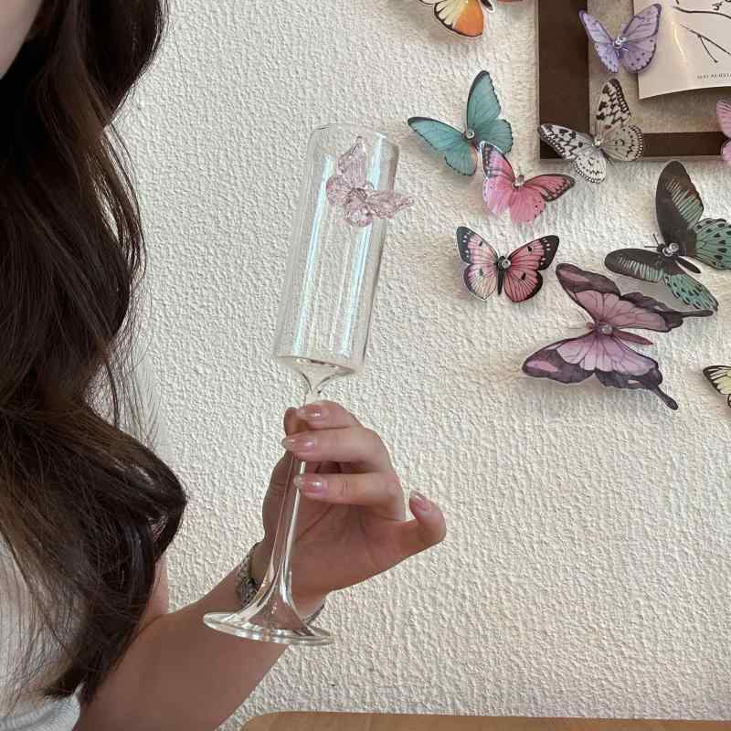 高脚グラス シャンパングラス カクテルグラス ワイングラス 水グラス 蝶々柄 スタイリッシュ デザイン..
