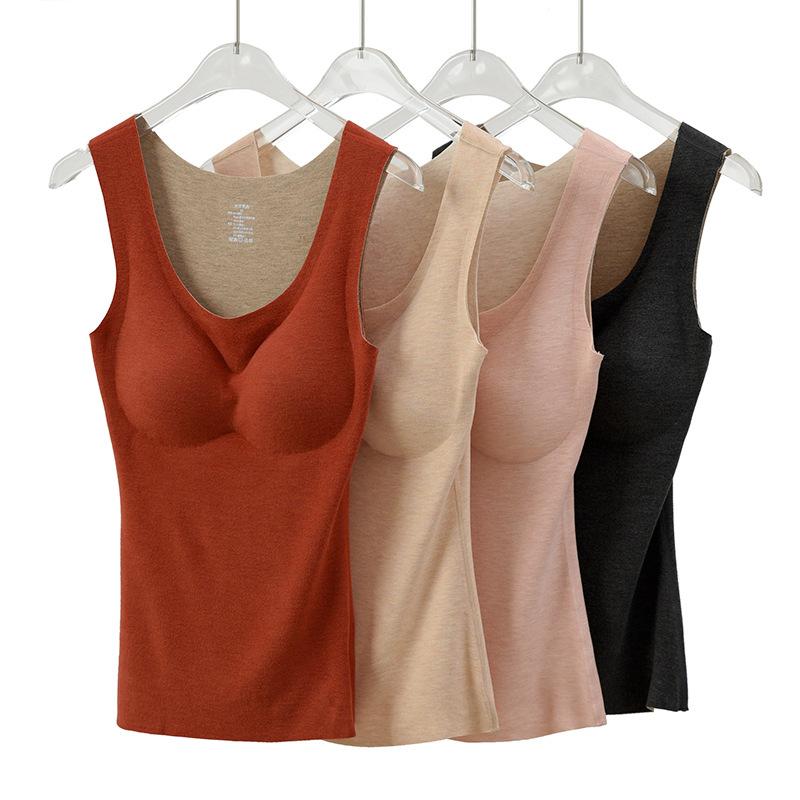 レディース 秋冬 ブラキャミ 無痕 羊毛 絹 発熱 ノーブラ インナー 保温 調整可能 背心 トップス 接触冷感 吸湿速乾 軽量 高級感 切り替え デザイン かわいい ラッキーアイテム