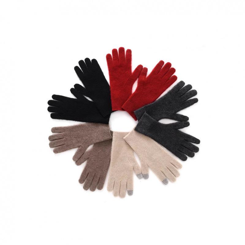 手袋 男女兼用 五本指 スマホタッチ対応 ニット ヤギ毛 ウール サイクリング用 ドライビング用 街歩き..