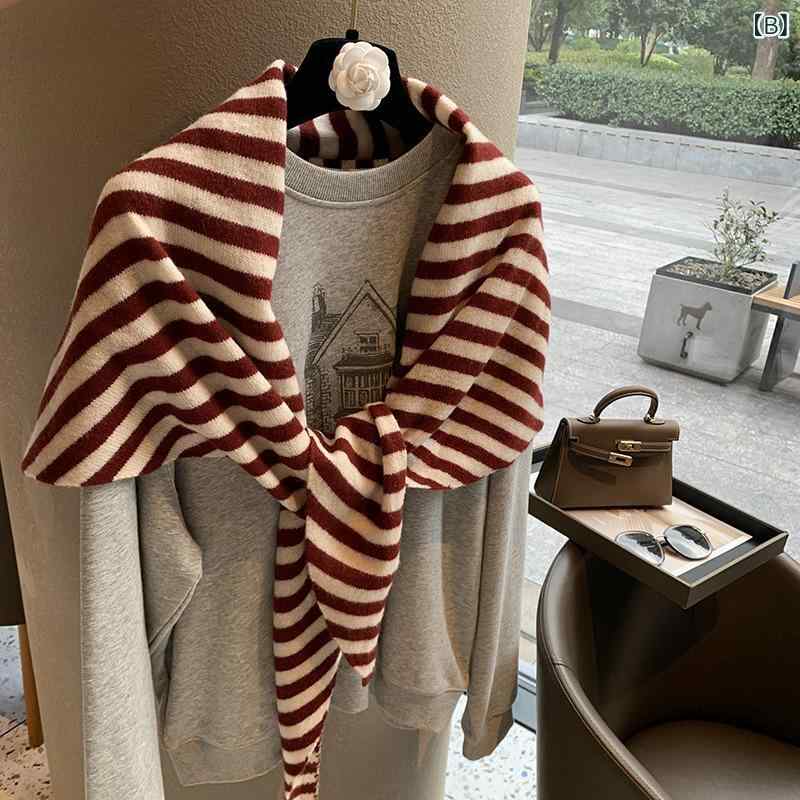 ショール レディース オーストラリア産 純羊毛 秋冬 暖か 三角 ニット スカーフ マフラー ベーシック コーディネート