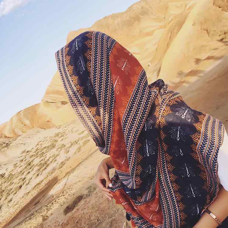 レディース 春夏 ボヘミアン ショール スカーフ 綿麻 花柄 大判 海辺 防UV ビーチラップ タオル 防晒巾