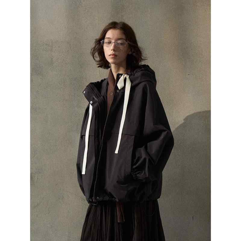 ジャケット レディース アウトドア 撥水 静電気防止 春 レトロ カジュアル コントラストカラー 織テープ 切り替えデザイン 軽量 吸湿速乾