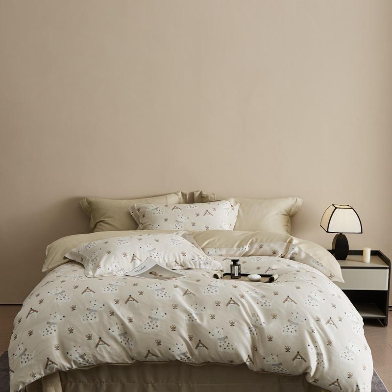 寝具4点セット 春夏 高級感 接触冷感 再生繊維 デジタルプリント 花柄 涼感 夏季用