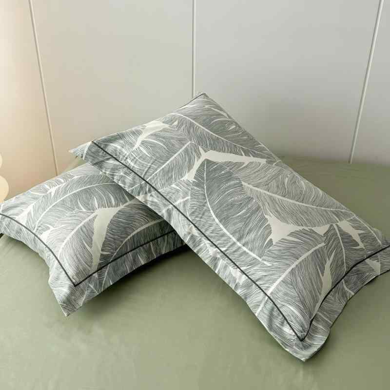 枕カバー 成人用 綿素材 プリント柄 48x74cm ダブルシングル対応 2枚セット 通年通用 吸湿速乾 軽量 部..