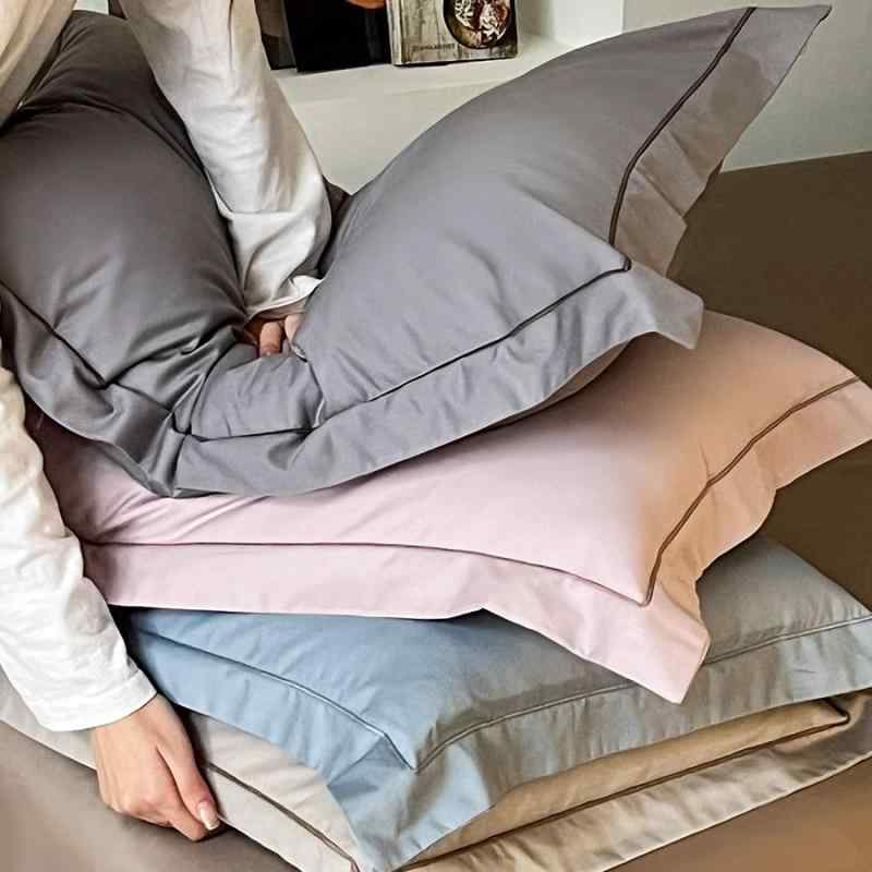 枕カバー ピローケース ベッドリネン 寝具 家庭用 ユニセックス 高級感 ホテル風 無地 ソリッドカラー ..