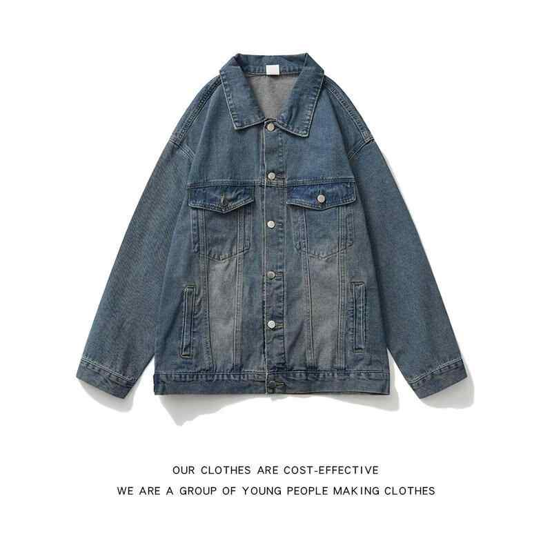 春秋 デニムジャケット メンズ 男女兼用 ウォッシュ加工 スタンドカラー ゆったり カジュアル レトロ アメリカンスタイル スポーツ アウトドア 日常使い 吸湿速乾 軽量