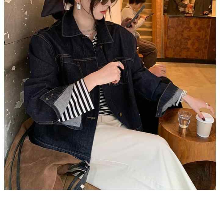 レディース デニムジャケット 長袖 ゆったり 綿100% 原色 活性染色 春夏 カジュアル トップス 襟付き 百搭