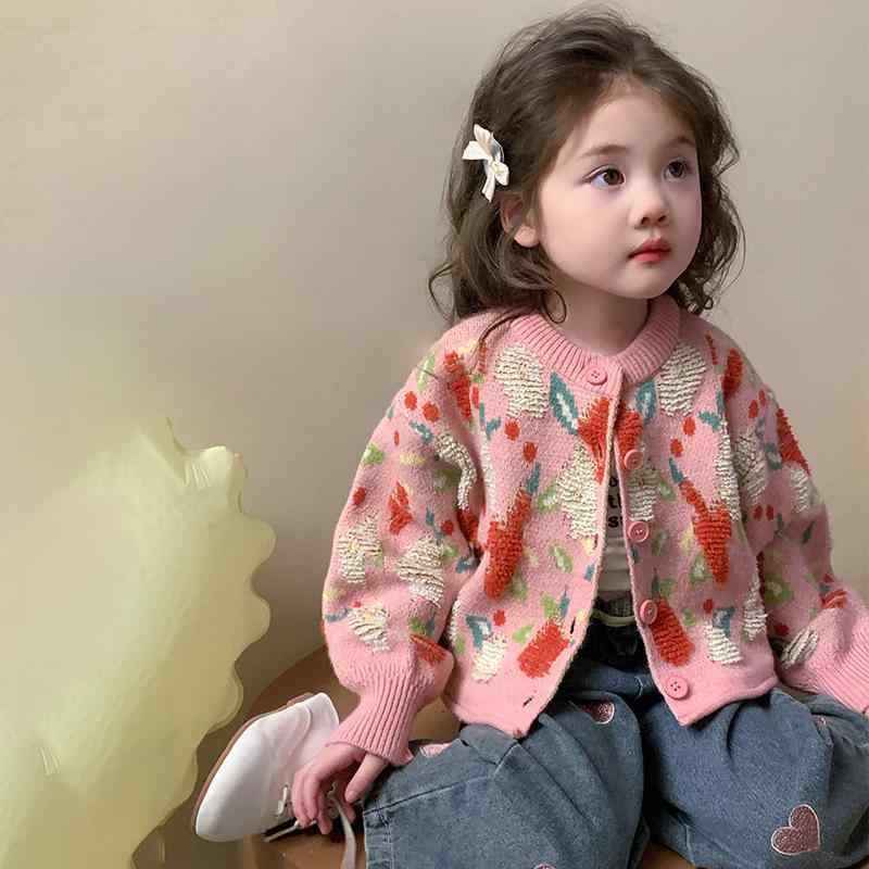 カーディガン 女の子 キッズ ニット セーター 春秋 長袖 上着 子供服 おしゃれ スタイリッシュ 軽量 柔..