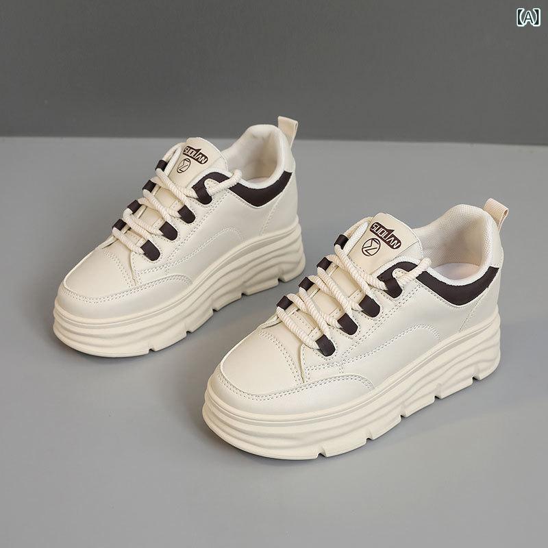 レディース 厚底スニーカー 内増高 学生 通学 通気性 耐摩耗 カラー 切り替え 万能 日常 カジュアル 軽..