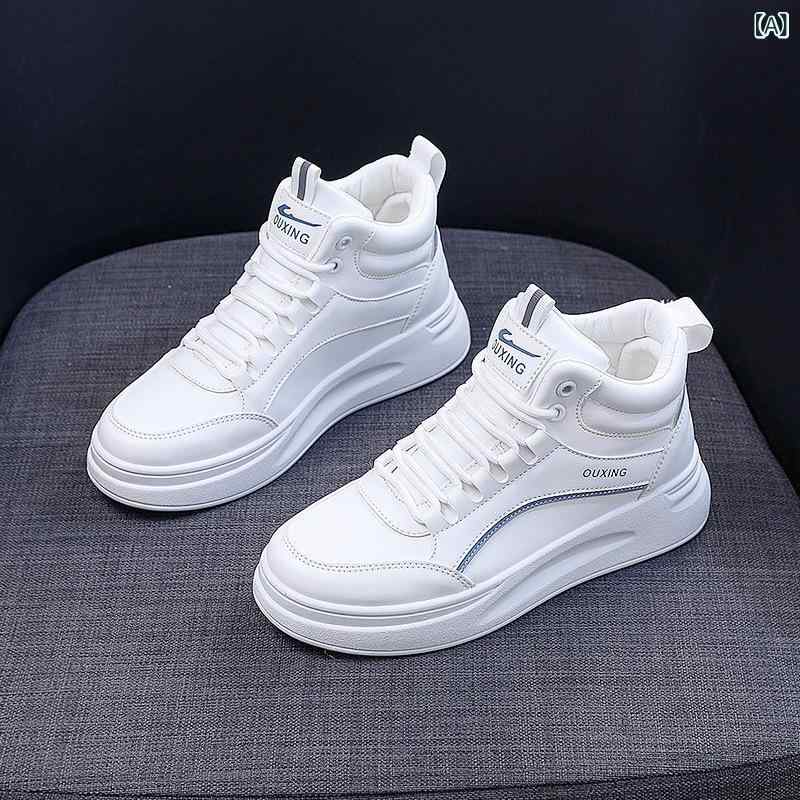 レディース 厚底スニーカー ハイカット ホワイト 秋冬 カジュアル 学生 通学 ソフトソール 身長アップ ..