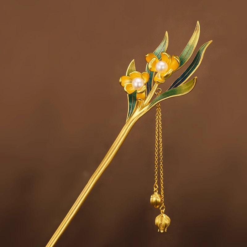 ・素材: 合金・スタイル: レトロ・形状: 花・色: スイセン・デザイン: スイセン花