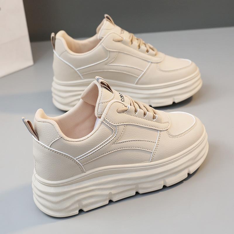スニーカー レディース 春夏 白 厚底 内増高 革 カジュアル ファッション 百搭 軽量 履き心地 日常使い..