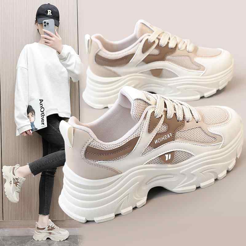厚底スニーカー レディース 春夏 メッシュ 透気性 増高 軽量 クッション 快適 ファッション トレンド ..