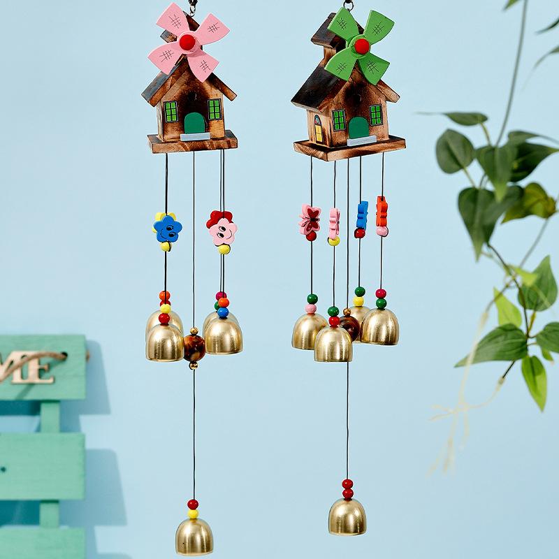 風鈴 ユニセックス 樹脂製 かわいい家型 鈴付き 日式ドア飾り ハンギングインテリア 置き飾り 春夏 室内装飾 玄関飾り クリエイティブデザイン