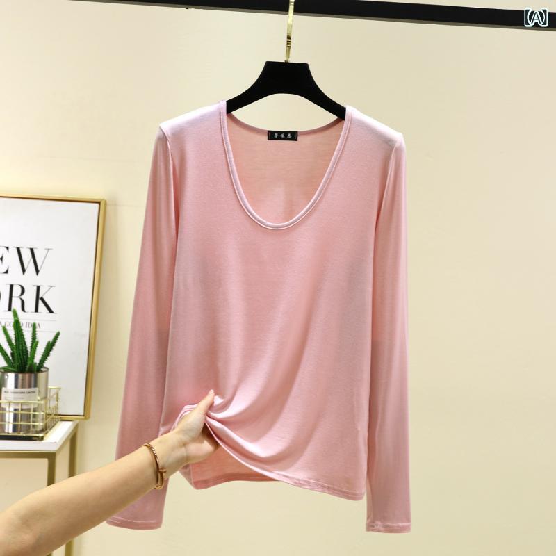 長袖Tシャツ レディース インナー 薄手 修身...の紹介画像2