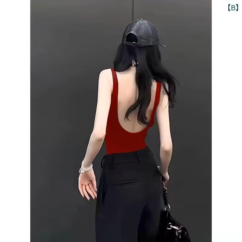 キャミソール レディース 春夏 背中開き U型 ブラ一体 胸パッド付き インナー タンクトップ トップス 軽量 吸湿速乾 切り替えデザイン かわいい 部屋着 通勤 通学 アウトドア