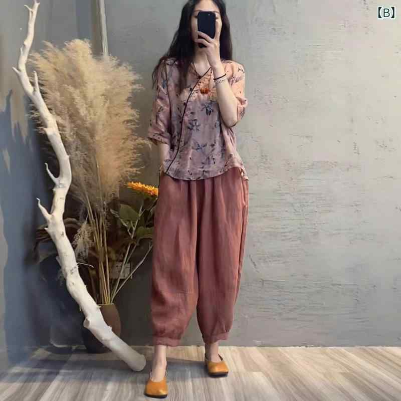 レディース 春夏 綿麻 ビッグサイズ セットア...の紹介画像3