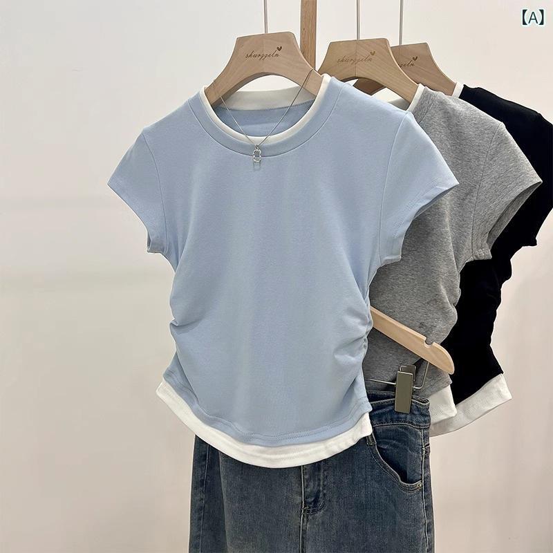 レディース Tシャツ 春夏 黒 スリム コント...の紹介画像2