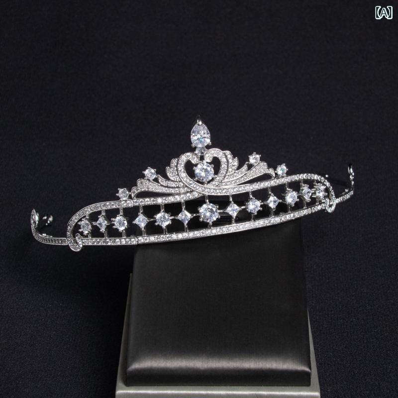 ティアラ レディース 結婚式 ヘアアクセサリー ジルコニア 高級感 ウェディング ブライダル ヘッドドレス パーティー ディナー 冠 頭飾 新婦 アクセ 2