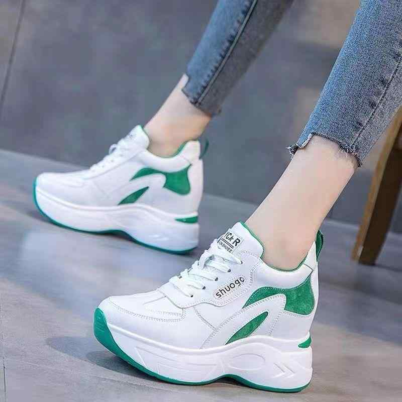 レディース 厚底スニーカー インソール増高 ダッドシューズ 春秋 スポーツカジュアル 暖か裏地 快適 スリム 白 軽量 吸湿速乾