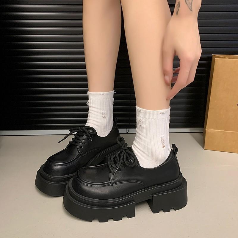 ローファーシューズ レディース メアリージェーン ブラック イギリス風 フランススタイル 春秋 厚底 革靴 スカートコーデ 通勤 通学 軽量 吸湿速乾