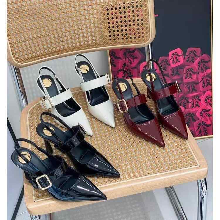 レディース 春夏 尖頭メアリージェーン ハイヒールサンダル 復古風 上品 スカートコーデ 欧米スタイル ..