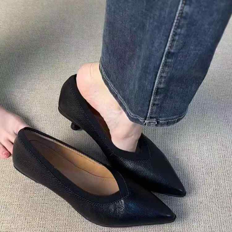 レディース パンプス 春夏 フレンチレトロ Vカット 細ヒール ポインテッドトゥ 通勤 オフィス ベーシック エレガント スリッポン ハイヒールシューズ