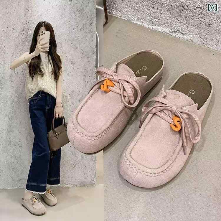 レディース サンダル 春夏 レトロ 百搭 ストラップ つま先カバー ハーフサンダル コーディネートしやす..