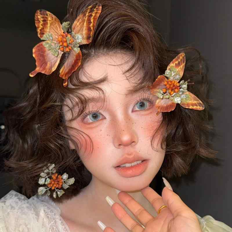 ヘアアクセサリー レディース ヘアクリップ 蝶モチーフ セット レトロ デザイン 高級感 新中華風 スタイル 新婦 ヘッドドレス ブライダル 結婚式 写真撮影 ヘアアレンジ コーディネート