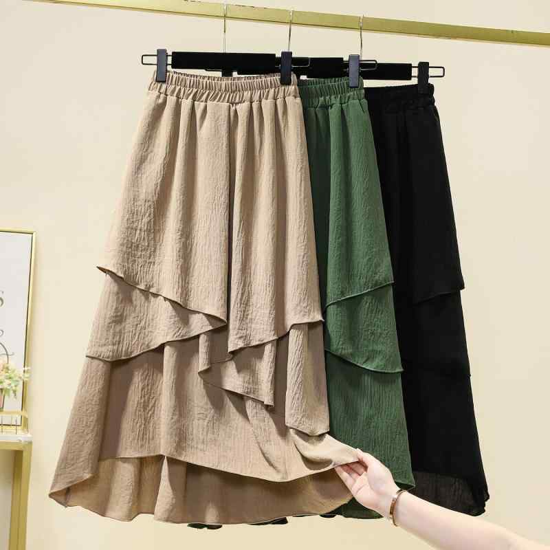 スカート レディース ぽっちゃり 春夏 ゆったり 快適 ワイド 綿麻 アシンメトリー 質感 カジュアル ファッション ミディ丈 ルーズフィット トレンド 日常使い 軽やか 涼しい 通勤 通学 アウトドア 部屋着