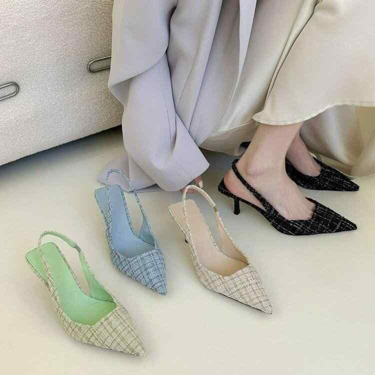 ハイヒールサンダル レディース 高級感 ポインテッドトゥ バックオープ ハーフトゥ 春夏 シーソルトブルー 杏色 軽量 吸湿速乾