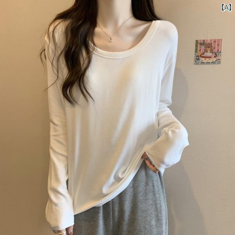 レディース 長袖 Uネック Tシャツ ゆったり...の紹介画像2