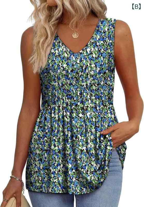 春夏 レディース プリント 皺加工 タンクトッ...の紹介画像3