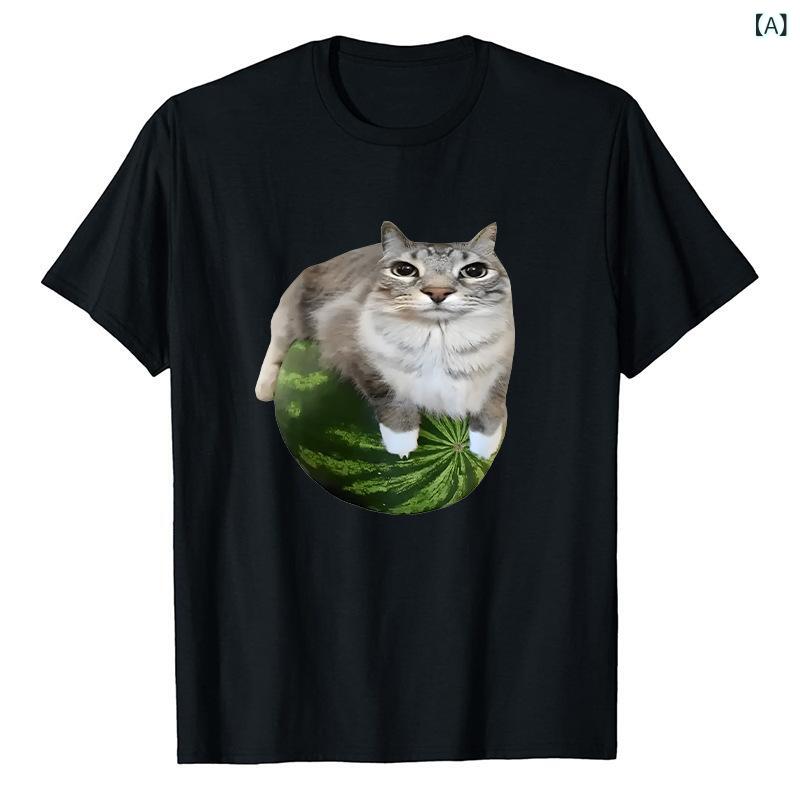 Tシャツ レディース スイカ猫プリント ゆった...の紹介画像2