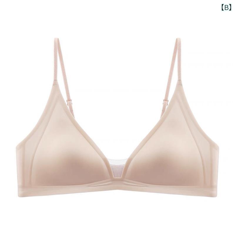 くらしのセロネのブラジャー レディース 小胸用 シームレス ディープVネック 細肩ストラップ 薄手 ノンワイヤー 再生繊維 光沢サテン 春夏 インナー 内衣 無痕 法式 油光 胸囲 調整可能 快適 フィット 日常使い 通勤 通学 部屋着 軽量 吸湿速乾 接触冷感 ハイエ｜アングル2