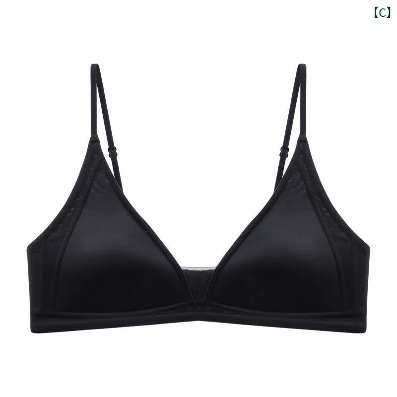 くらしのセロネのブラジャー レディース 小胸用 シームレス ディープVネック 細肩ストラップ 薄手 ノンワイヤー 再生繊維 光沢サテン 春夏 インナー 内衣 無痕 法式 油光 胸囲 調整可能 快適 フィット 日常使い 通勤 通学 部屋着 軽量 吸湿速乾 接触冷感 ハイエ｜アングル3