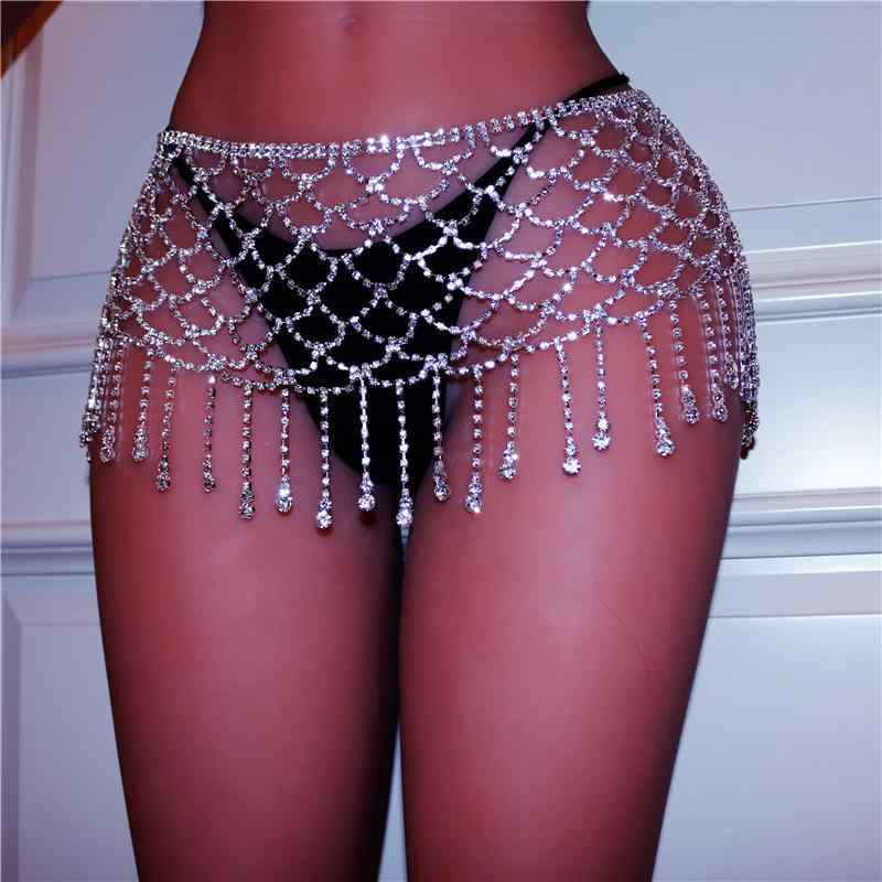 レディース ボディチェーン セクシー ジルコニア ウエストチェーン フリンジ ベリーダンス 輝く 高級感 個性的 切り替え デザイン 接触冷感 素材 吸湿速乾 機能 通勤 用途 アウトドア 対応 軽量 快適 着用
