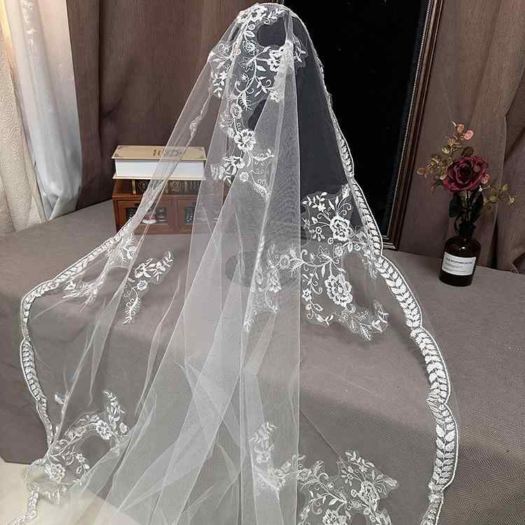 頭紗 レディース ウェディング ヴェール 復古 レース 麦穂 デザイン 中長款 かわいい 頭飾 ブライダル ..