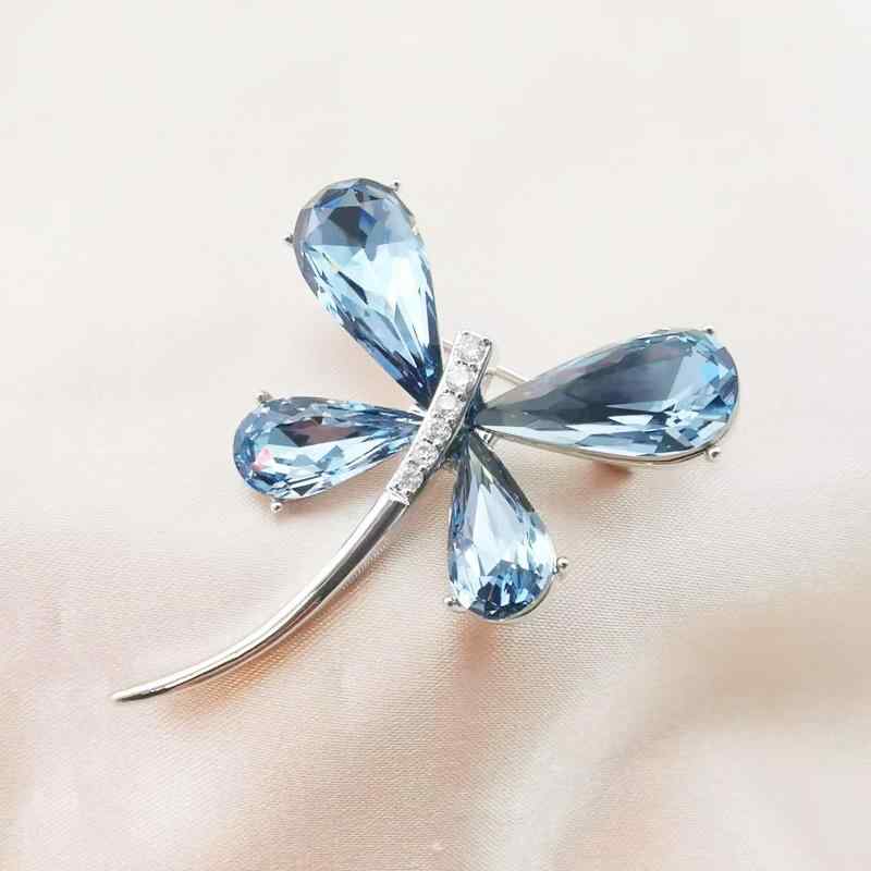 ブローチ トンボ 水晶 クリスタル 高級感 繊細 ファッション 別針 ピン 配飾 アクセサリー スーツ ジャ..