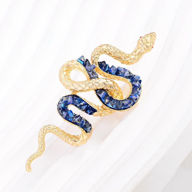 ブローチ 復古 霊蛇 生肖動物 赤緑 模造水晶 電気メッキ加工 欧米風 デザイン 個性 気質 アクセサリー ..