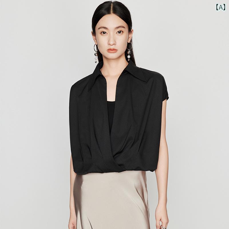 レディース 春夏 キャミソール ブラウス フェイクツーピース 無袖 デザイン 通勤 ショート丈 エレガント トップス スタイリッシュ 軽やか レイヤード コーデ 涼しい シルエット 洗練 フェミニン 日常使い シンプル モダン ベーシック ワードローブ